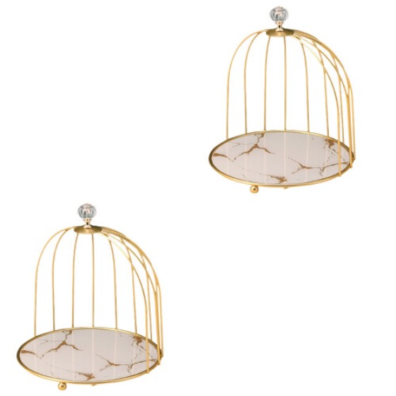 2 birdcage-shaped cupcake storage boxes/makeup trays